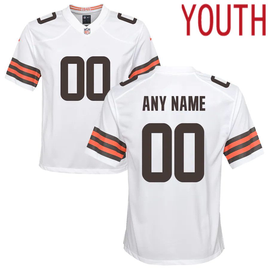 Youth Cleveland Browns White Nike Custom Game NFL Jersey->customized nfl jersey->Custom Jersey